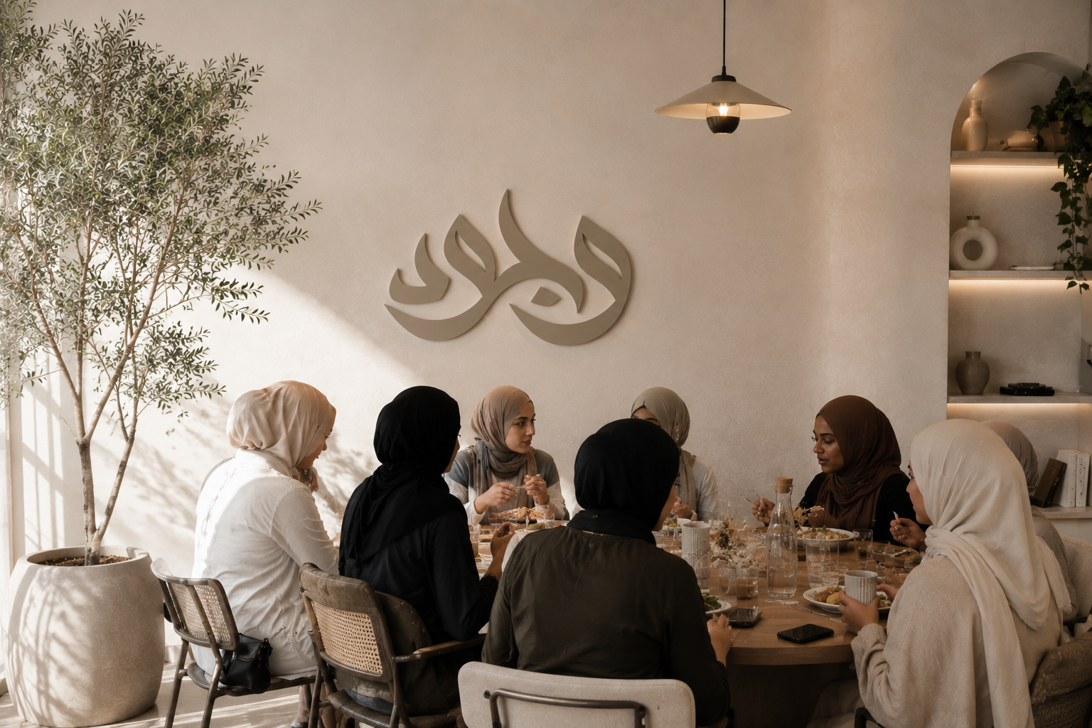 Women around a table in community